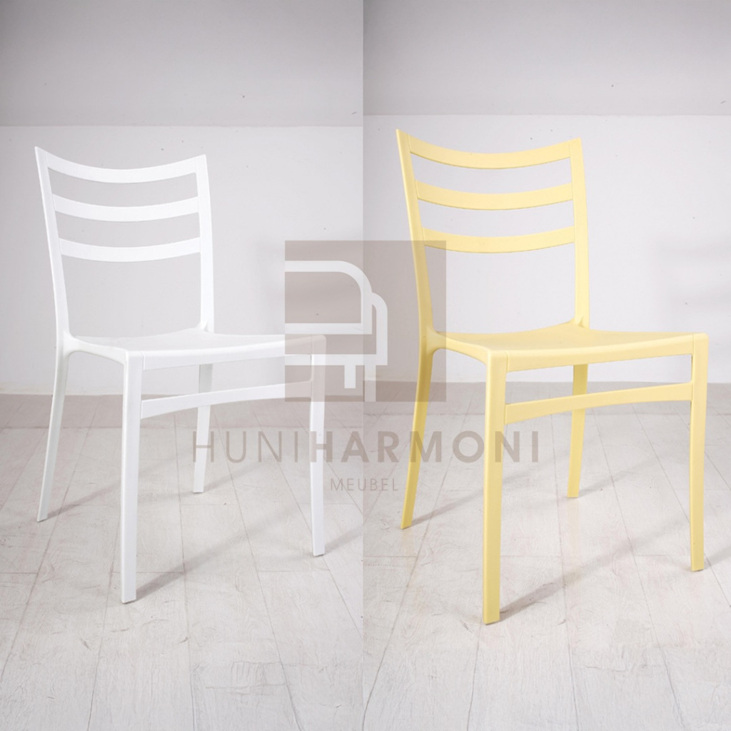 Siantano Furniture - Kursi Santai / Kursi Plastik Sandaran / Bangku Plastik  DC 249 Putih / Kuning