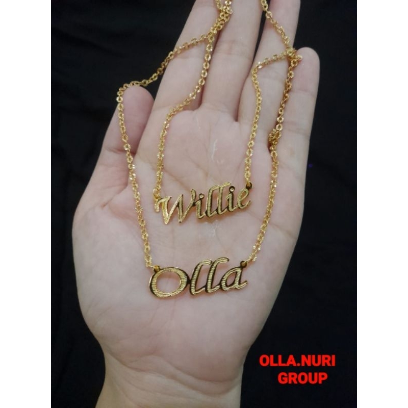 Kalung Nama Glitter emas muda 15% (Request kadar chat admin)