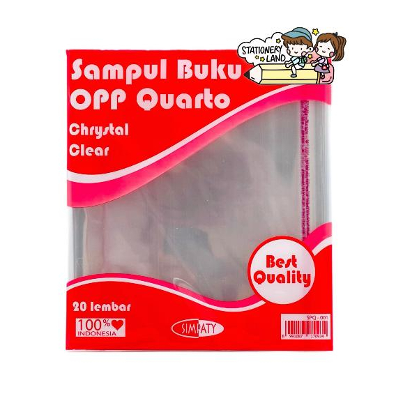 

( StaLand ) / ( DAPAT 1 PAK 20 LEMBAR ) Sampul Cover Buku Kwarto Kuarto Quarto OPP Transparan Dengan Lem