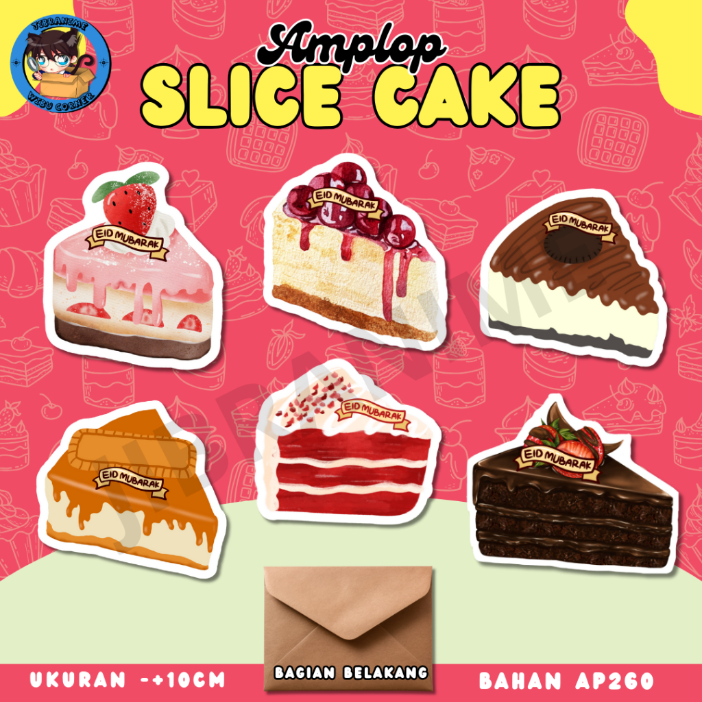 

(ISI 6) AMPLOP 3D LEBARAN BENTUK SLICE CAKE LUCU PREMIUM