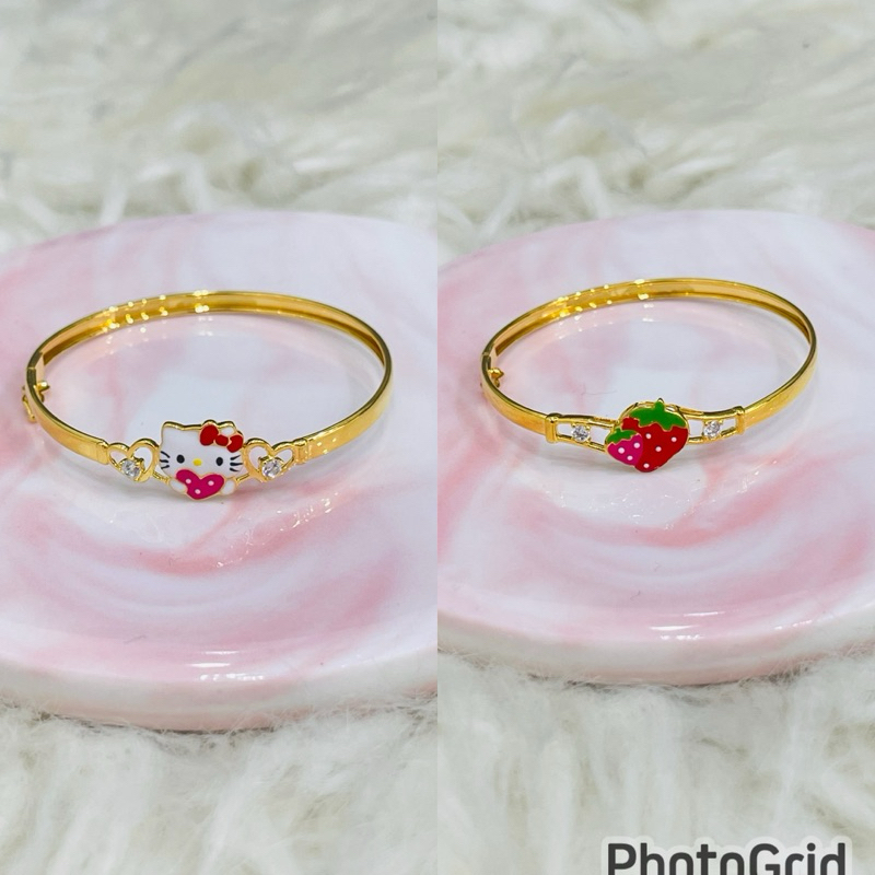 gelang anak bangle boneka cute hello kitty strawberry lucu imut emas asli kadar 875