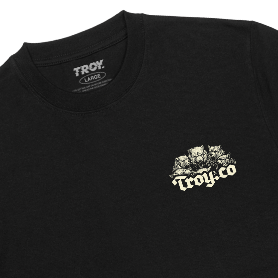 Troy Company Tshirt Black Hyena Brigade - Kaos Pria Lengan Pendek Hitam MT 2744