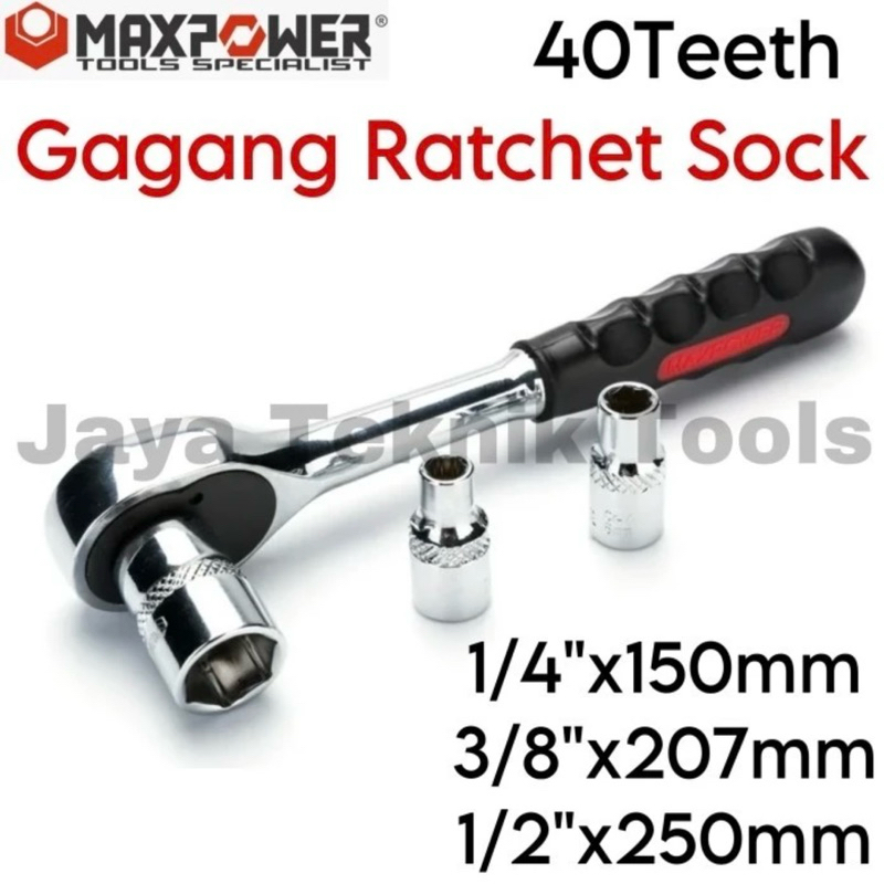 Gagang Socket Ratchet Maxpower Wrench Sok Shock Handle 1/4 3/8 1/2
