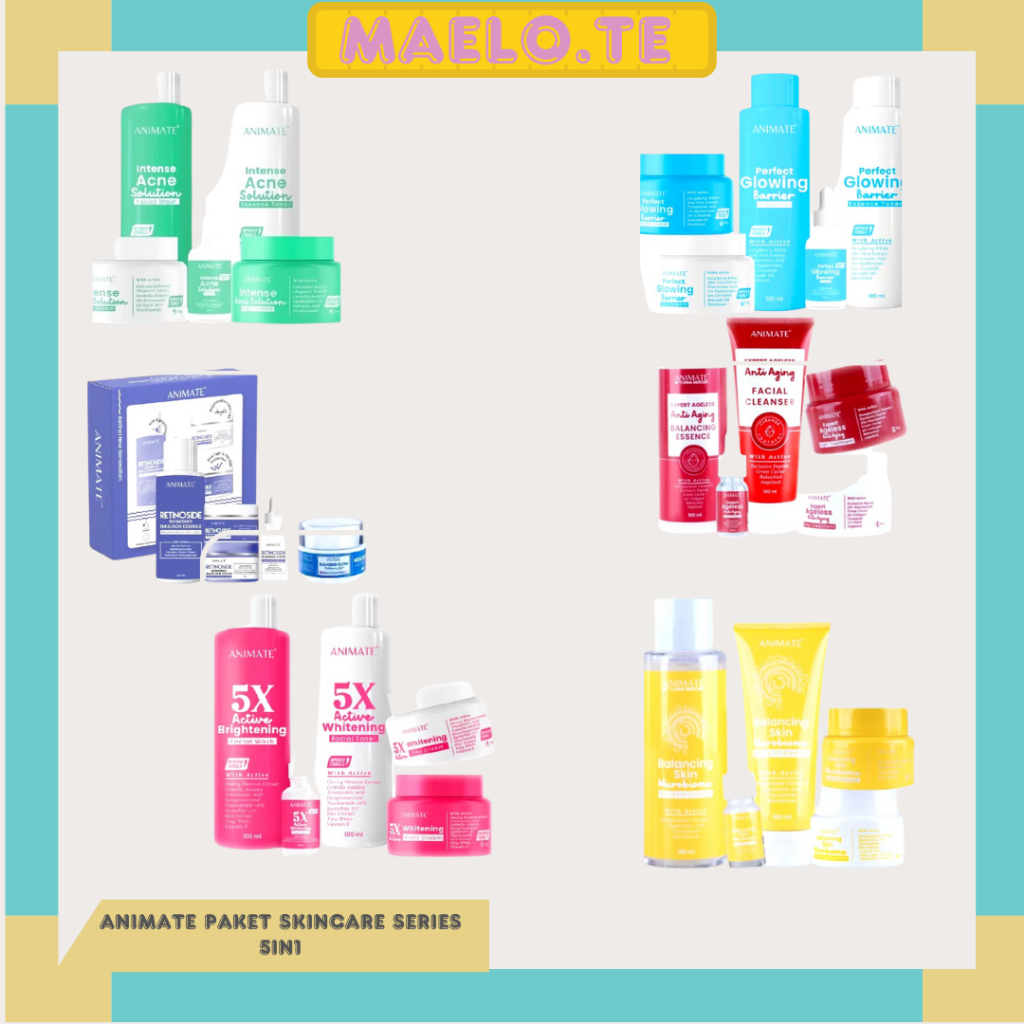 Animate Skincare Cream Pemutih Wajah Paket Glowing Animate Whitening Paket Skincare BPOM Animet Acne