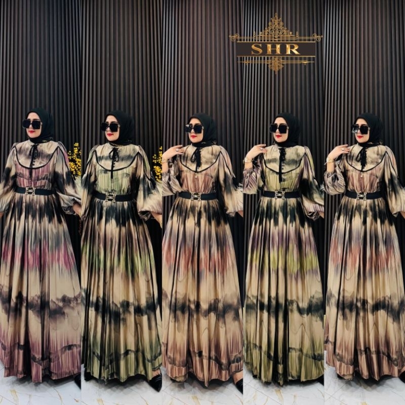 gamis mewah bordir satine sutera ori SHR