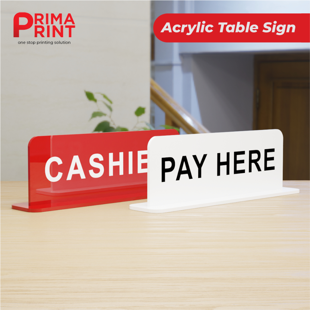 

Papan Meja Kasir Akrilik Stand Premium I Akrilik Stand Cashier - Table Sign Custom Print UV