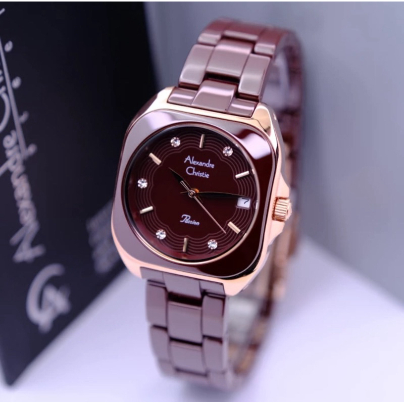 ORIGINAL GARANSI RESMI 1 TAHUN JAM TANGAN WANITA ALEXANDRE CHRISTIE ANALOG KERAMIK STRAP ARLOJI WATC