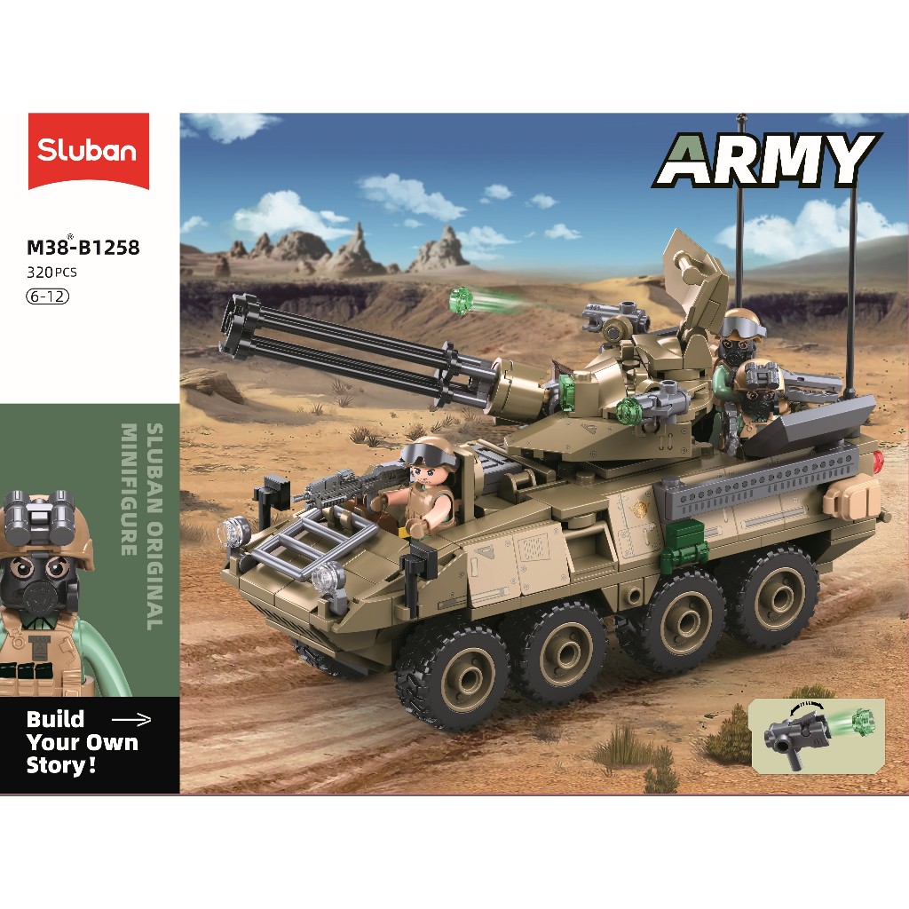 Sluban Bricks ARMY-OEF-Stryker ADS Tank M38-B1258