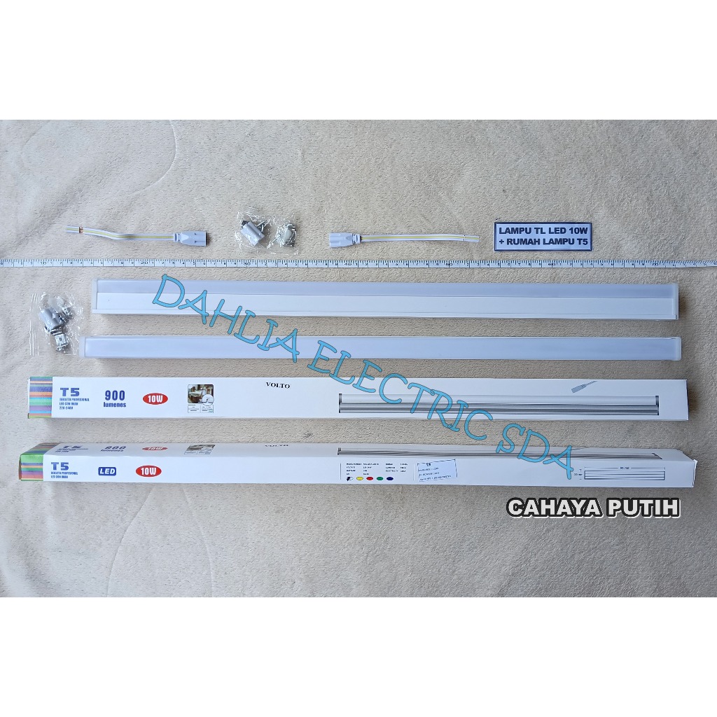 LAMPU TL T5 LED 10W CAHAYA PUTIH 1 SET (LAMPU+RUMAH) VOLTO/JASTEC