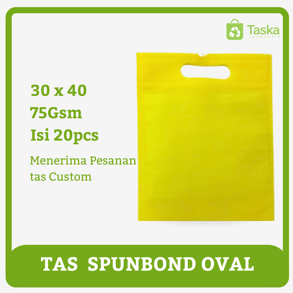 

Taska - Tas Press Spundbond Oval 30x40 Warna Kuning Kodian Grosir Tote Bag Spunbond Polos