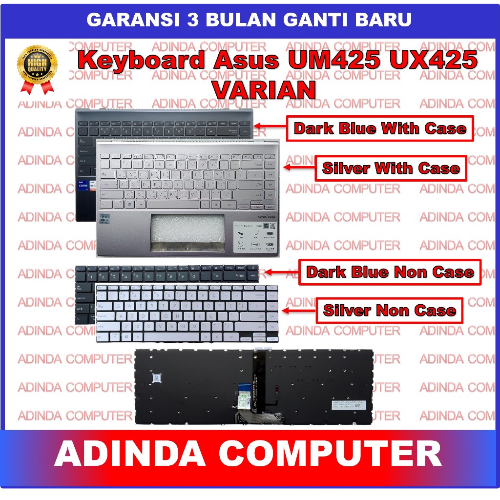 Keyboard Asus Zenbook 14 UX425 UM425 UM425I UM425IA UM425UA UM425UAZ U4700J U4700JA Silver Blue With
