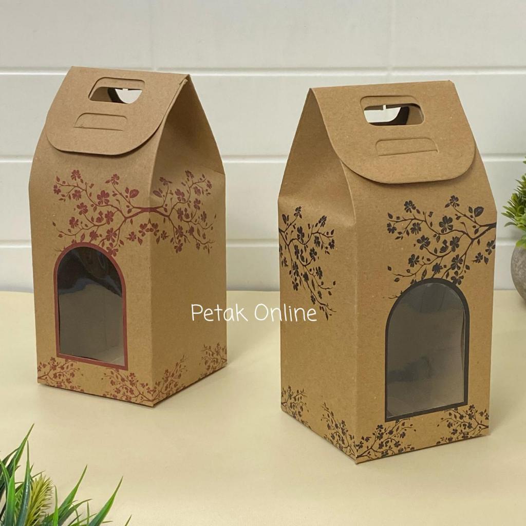 

25 Pcs Box Rustic/ Kraft Motif Daun 9,5 x 9,5 x 21 Cm