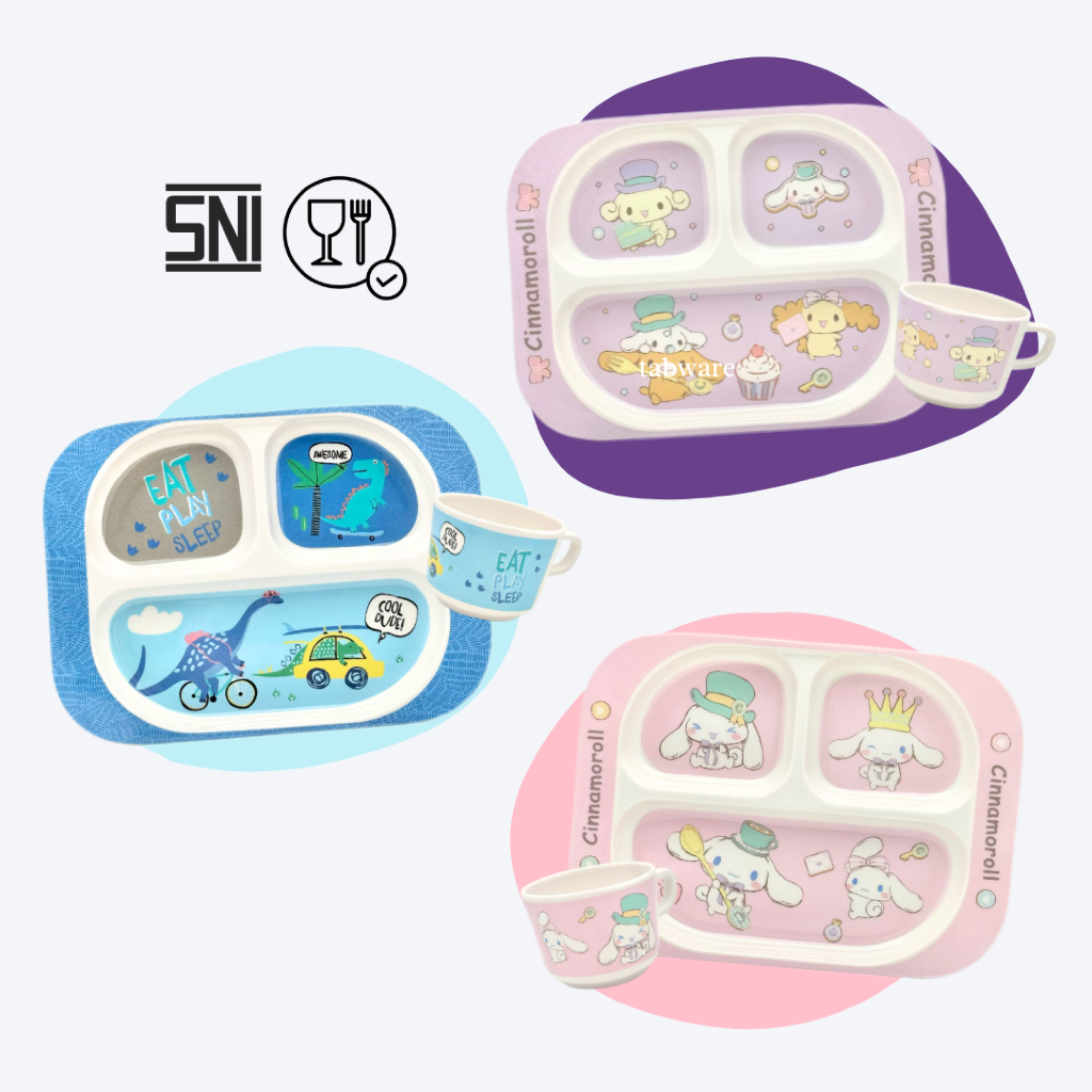 (1set)Piring Set Anak Melamin/Piring set bento/Piring dan Cangkir Anak/Piring set MPAsi/Piring Makan