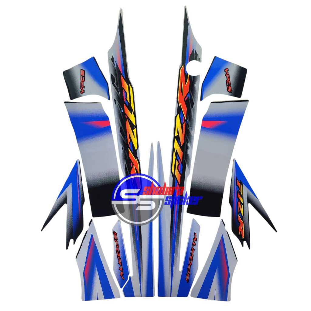 STRIPING MOTOR FIZ R F1ZR 2003 SPORTY SILVER HITAM BIRU STANDAR FULLSET