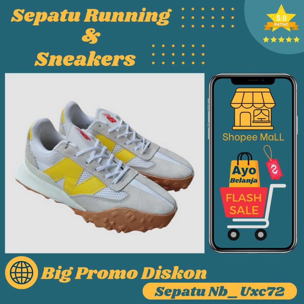 Sepatu Running & Casual Unisex White Yelow Grey Uxc72 Pria Wanita