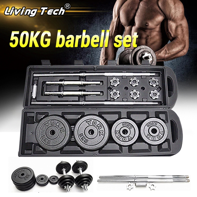 Dumbell Barbel 50KG 30KG 20KG Set Dumbel Barbel Set 50kg Peralatan Kebugaran Angkat Berat