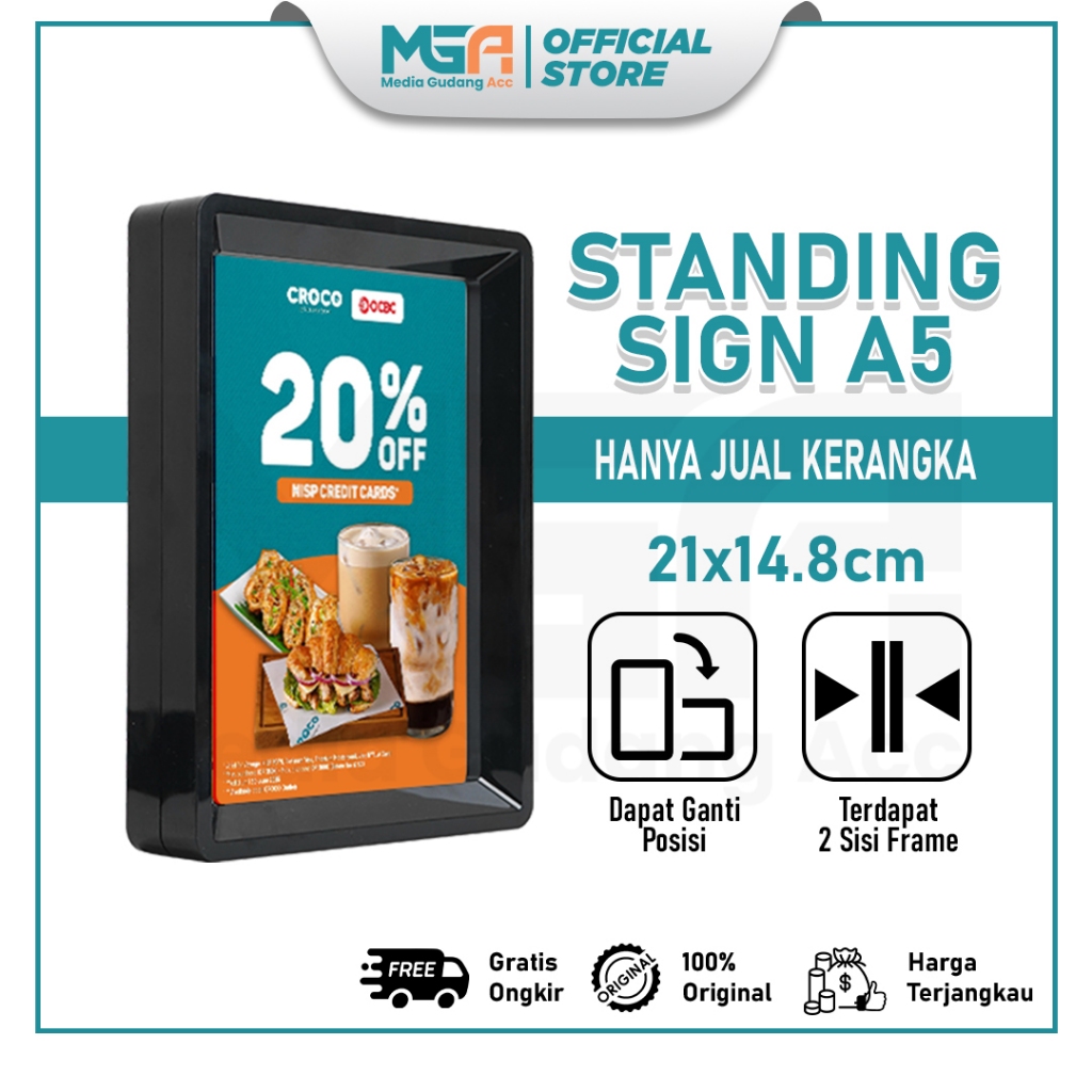 

【UHOO】STANDING SIGN A5 / TEMPAT BROSUR / TENT HOLDER / TENT CARD / AKRILIK DISPLAY MENU