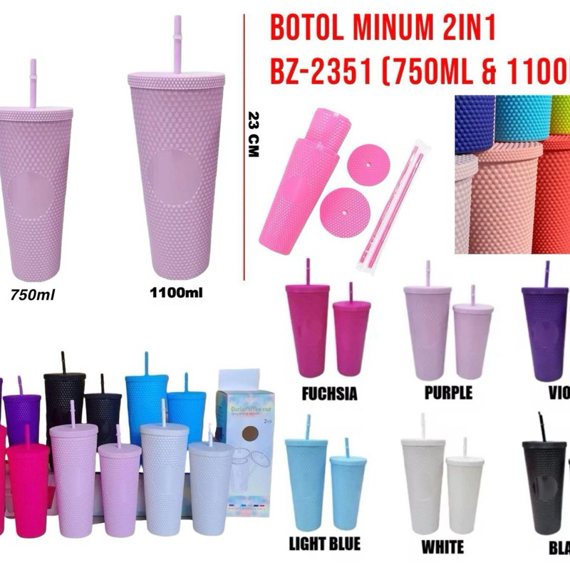 Tumbler Set 2in1 BZ-2351 Tumbler Minum Jerami Mug 750ML & 1100ML BPA Free