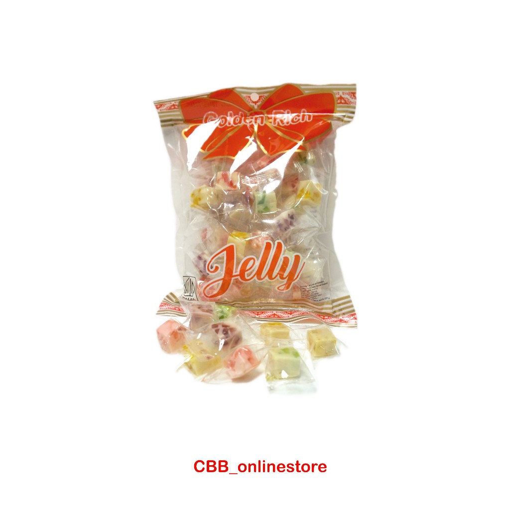 

Golden Rich Jelly 250g - Permen Lunak Rasa Buah ( Jeruk, Strawberry, Nanas, Apel, Blueberry )