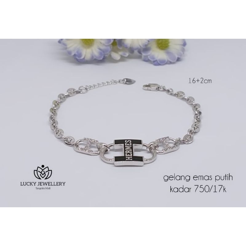 gelang rantai hermex emas putih kadar 750/17k