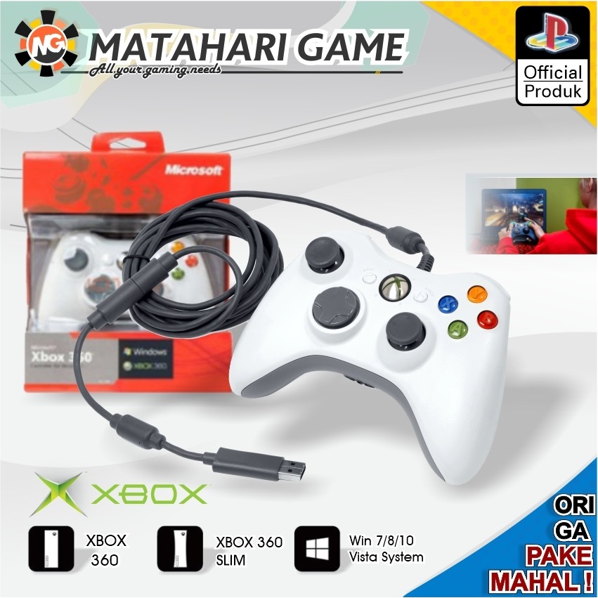 Stick Stik XBOX 360 Wired Original Pabrik For / PC / Laptop - Putih