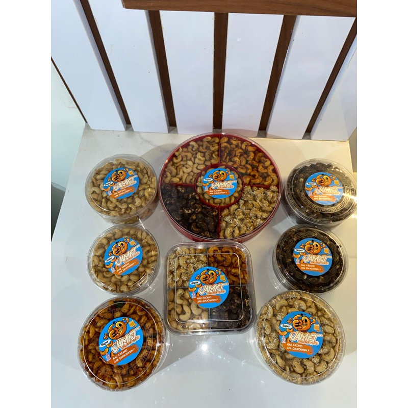 

Kacang mede JAWARA METE Toples bulat sekat 5 varian rasa 1kg
