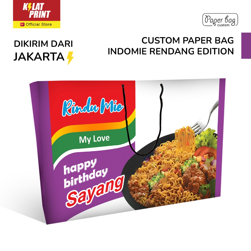

Paper Bag Custom Kado Ulang Tahun Paperbag Ala Indomie Rendang Edition