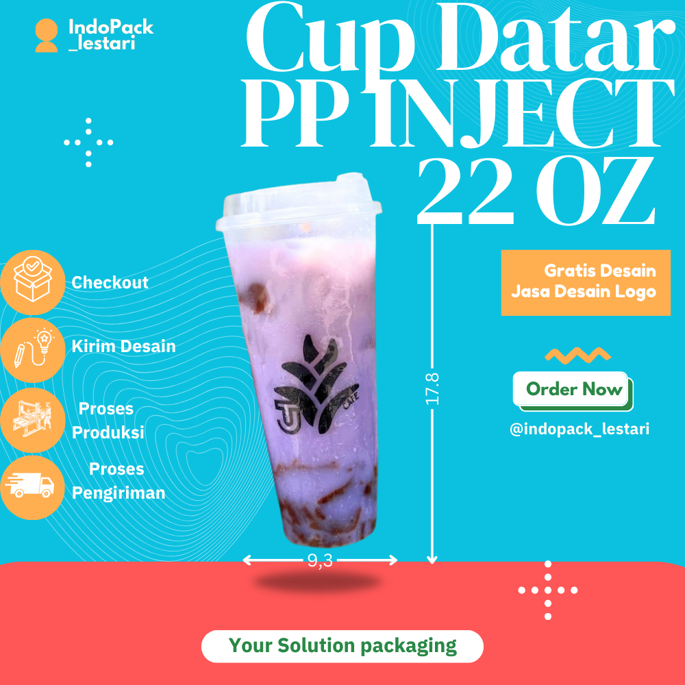 Sablon Cup Gelas Plastik (PP INJECT) 24 Oz  DATAR (Premium)