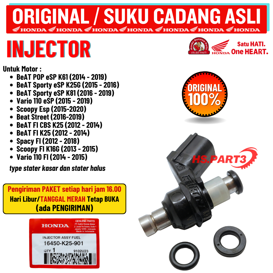 Injeksi Injector Injektor Beat Fi Esp POP Street Stater Kasar Halus Scoopy Vario 110 Fi Original AHM