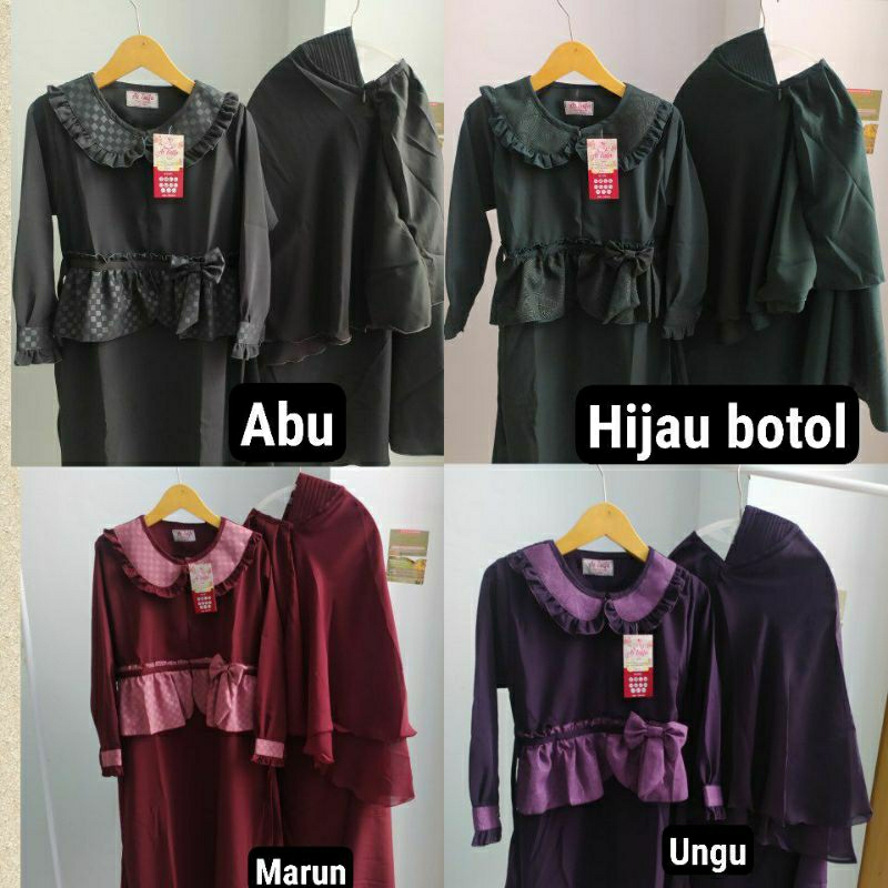 Exclusive Set Safar Banat (Ready Dan Po) Model Terbaru Size 9-14Th // Set Gamis Anak Jilbab Cadar
