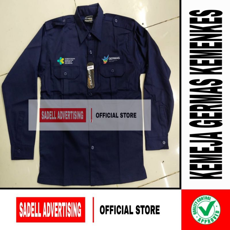 Kemeja Kemenkes RI Germas Seragam Kemenkes RI Germas PDH PDL Navy Lengan Panjang Pria Bordir