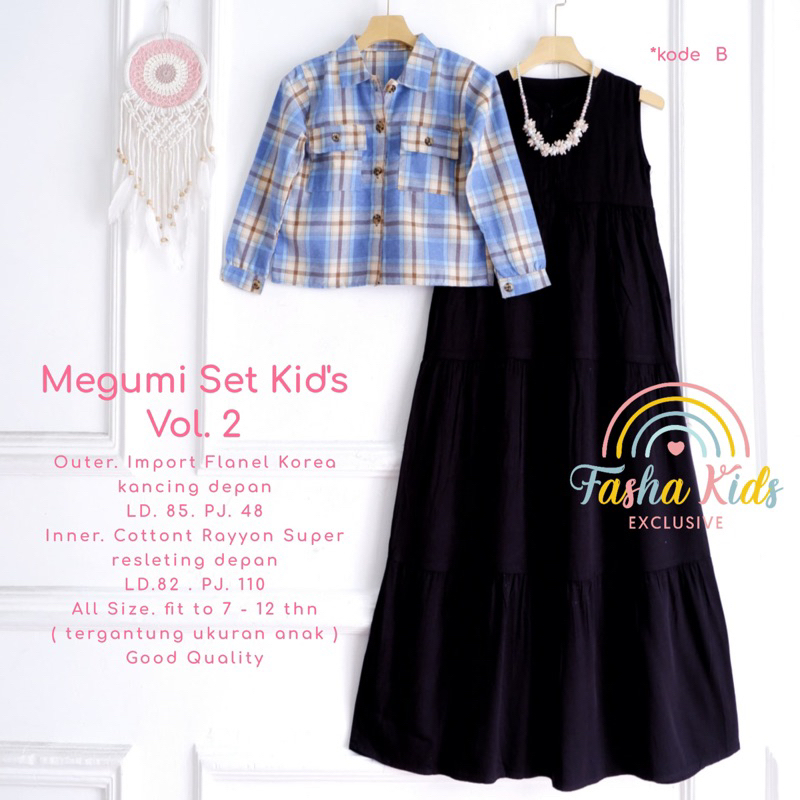 ninand.id Megumi set inner + outer Flanel by FASHA kids || Dinda Yuki VELA / ZALUNA / MEGUMI DENADA/