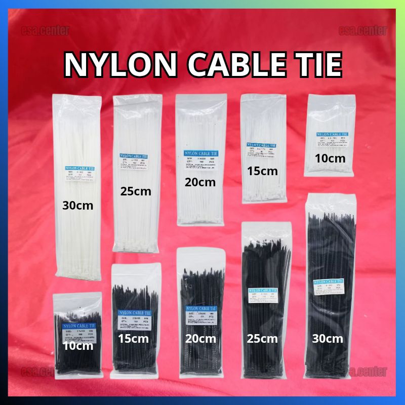 

KABEL TIES Nylon Cable Tie 10cm 15cm 20cm 25cm 30cm Hitam Tali Ties Tis 10 15 20 25 30 cm Putih Insulock Plastik