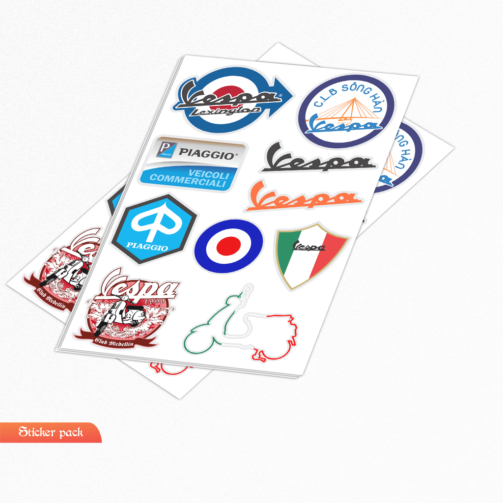 

stiker logo vespa versi 2 pack