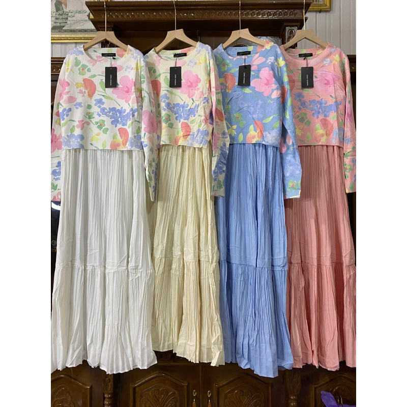 GAMIS ZR WOMAN TERBARU | GAMIS RAJUT KOMBINASI PLISKET IMPORT| GAMIS IMPORT