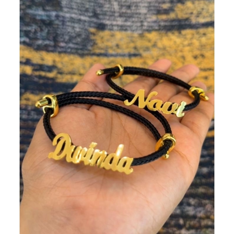 gelang tali serut ukir nama || gelang pandora || free desain