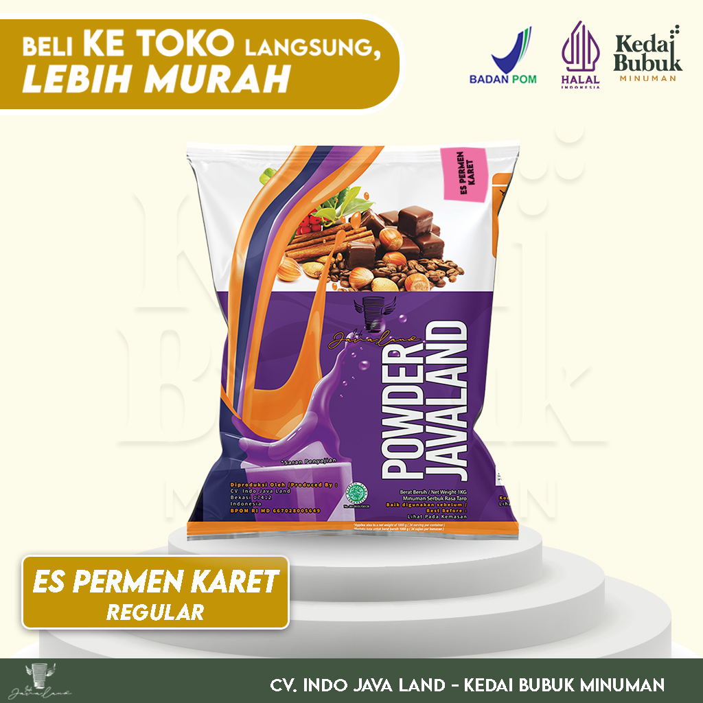 

Javaland Bubuk Minuman Rasa Es Permen Karet 1Kg - Regular Plain | Bubble Gum Pink