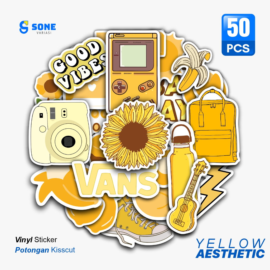 

Stiker Yellow Aesthetic Vinyl Waterproof Anti Air - Sticker Aesthetic Helm Buku Journal Koper Motor Casing HP Laptop Tumbler Setiker