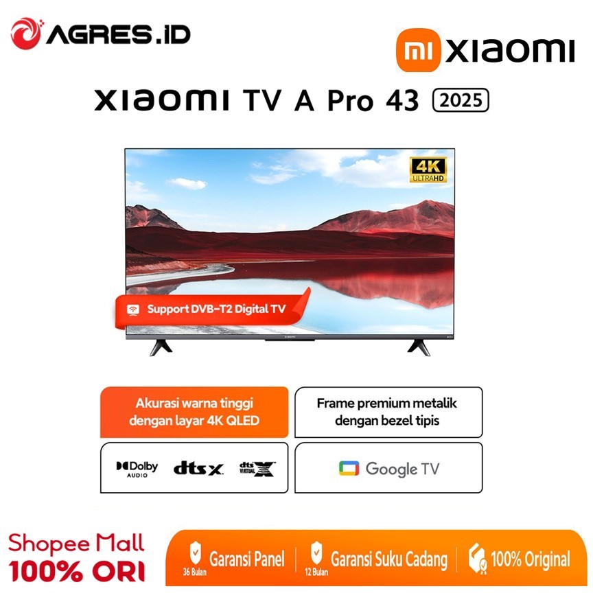 XIAOMI MI GOOGLE TV A PRO 43” 2025 L43MA-SID QLED 4K UHD DOLBY AUDIO GARANSI RESMI INDONESIA