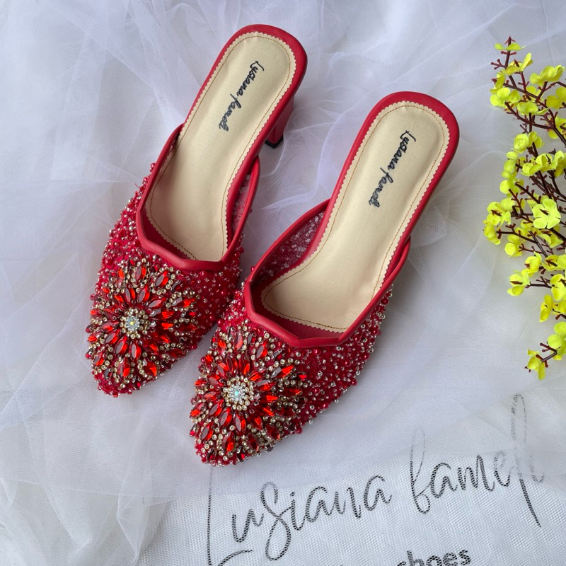 Lusiana fameli  | sepatu pesta full payet sepatu pengantin wedding shoes heels wanita bebas custom w