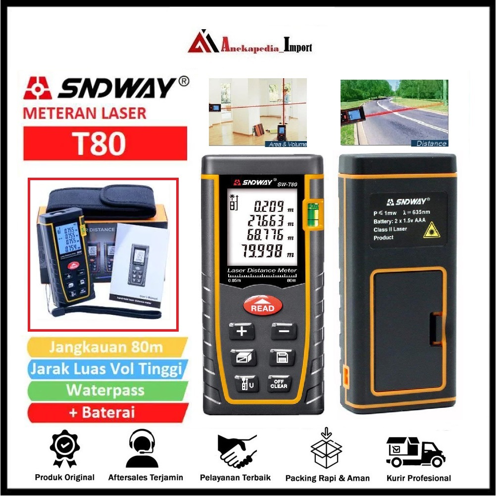 SNDWAY SW-T80 - Meteran Laser Digital Distance 80 Meter - SNDWAY SW T80