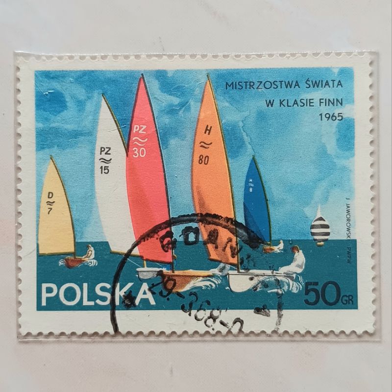 

(AA) Perangko Polandia 1965 Yachts - Group of Finn Class 50 grosz Used