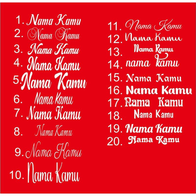 

custem nama cutting stiker nama+love