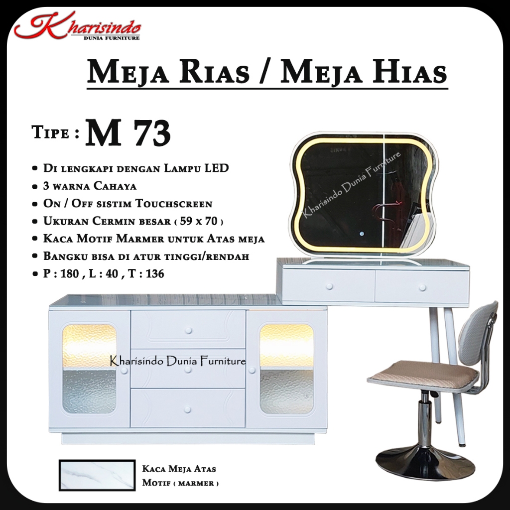 Meja Rias / Meja Hias - M 73 - DT 076 / Dilengkapi dengan lampu LED