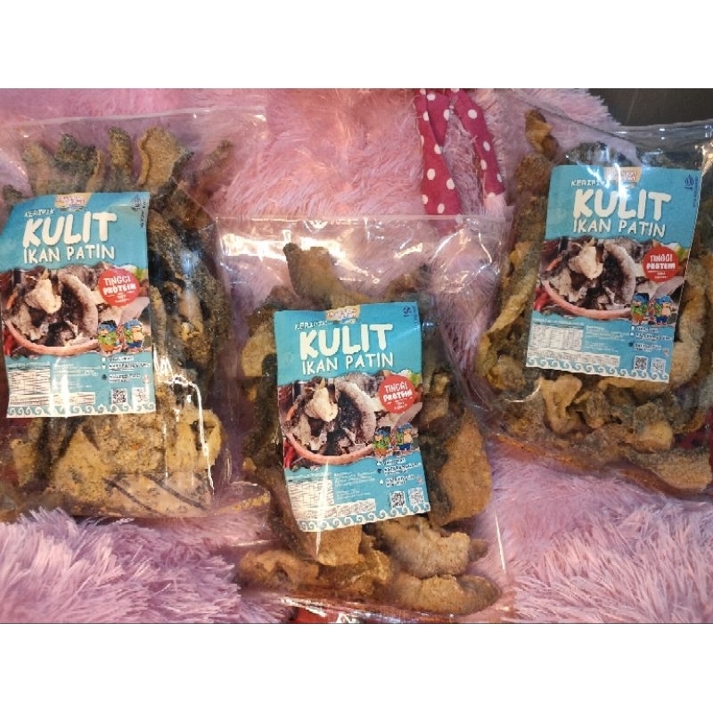 

Keripik kulit ikan patin Nyonya Patin isi 160gr / Variant Sapi panggang (Spicy)