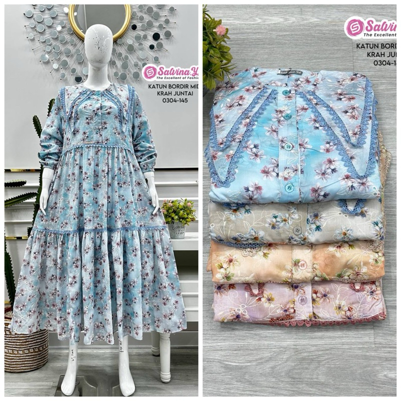 Midi cb renda kerah juntai motif bunga by Salvina ys