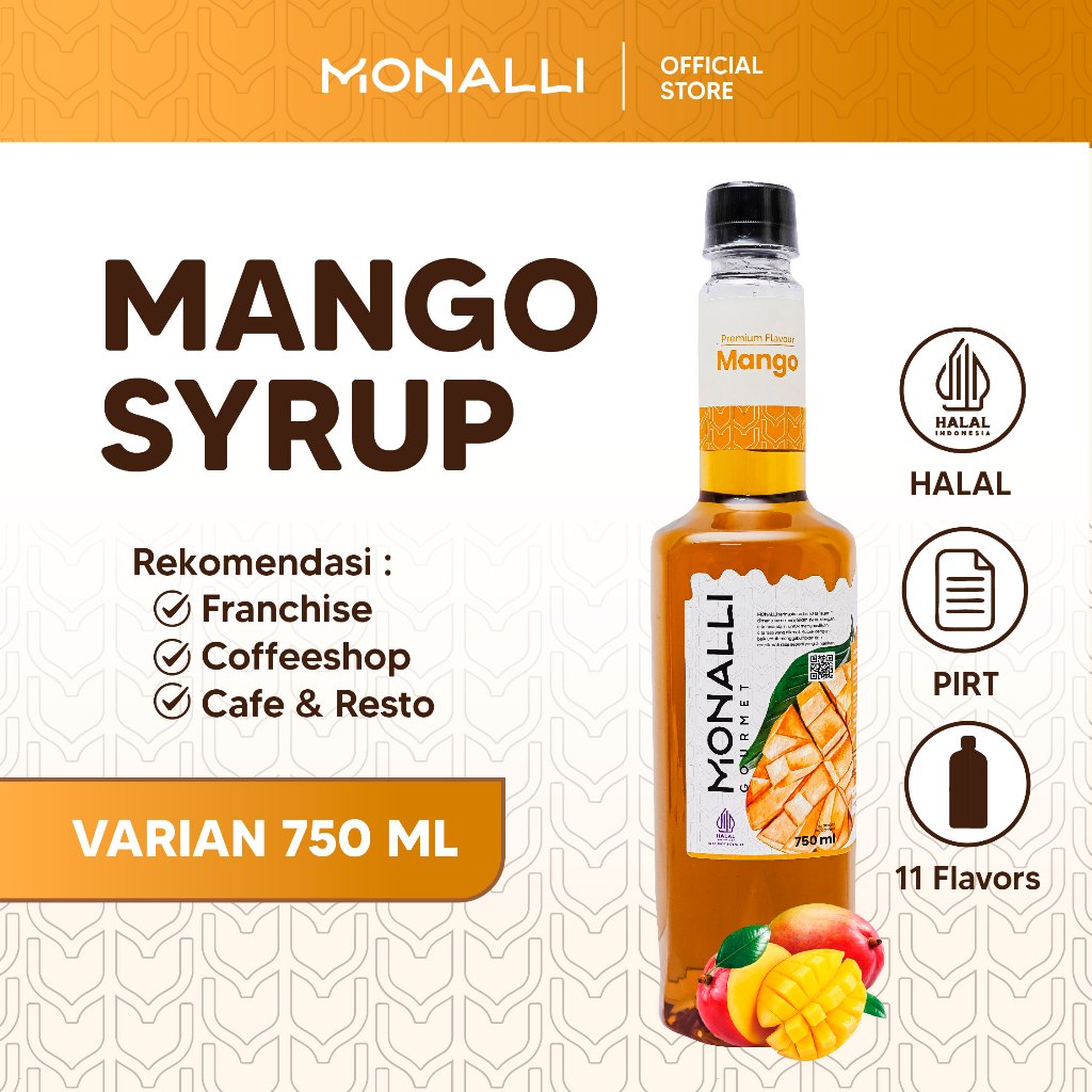 

Monalli Syrup - 750 mL Mango Syrup / Sirup Mangga Premium / Sirup Mocktail Fruity / Sirup Minuman Rasa Buah