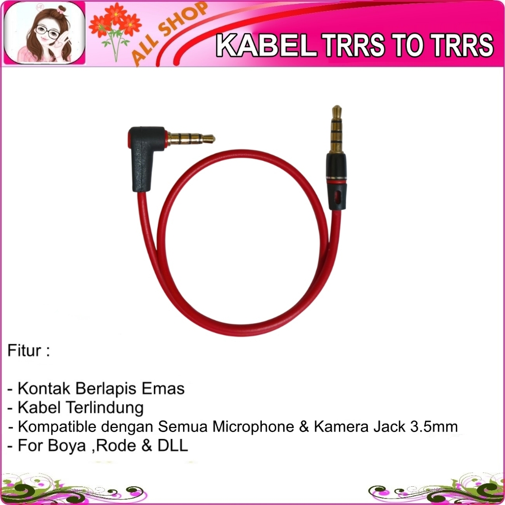 Kabel Merah TRRS To TRRS Jack 3,5MM For Boya dan Rode