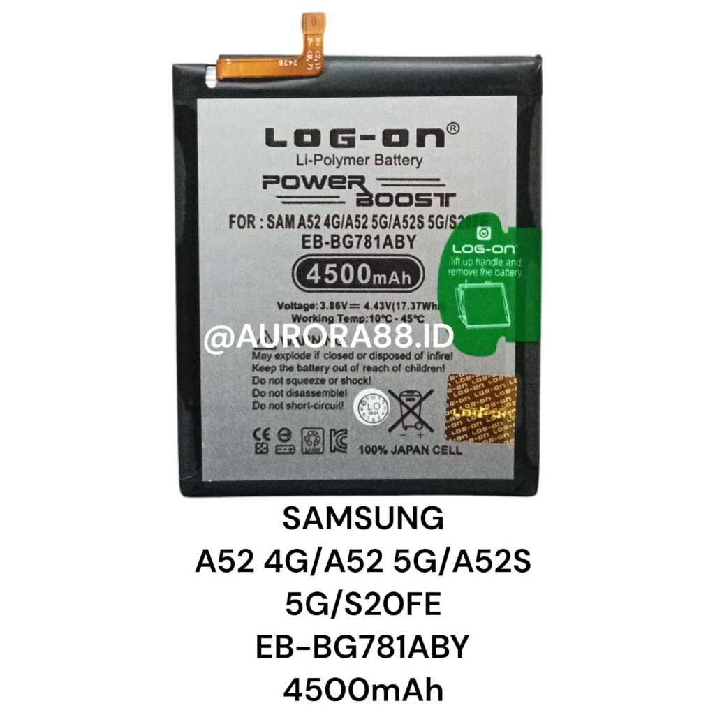 LOG ON BATERAI SAMSUNG A52/A52S/S20FE/EB-BG781ABY 5000 mAh POWER BOOST DOUBLE PROTECTION IC BATTERY