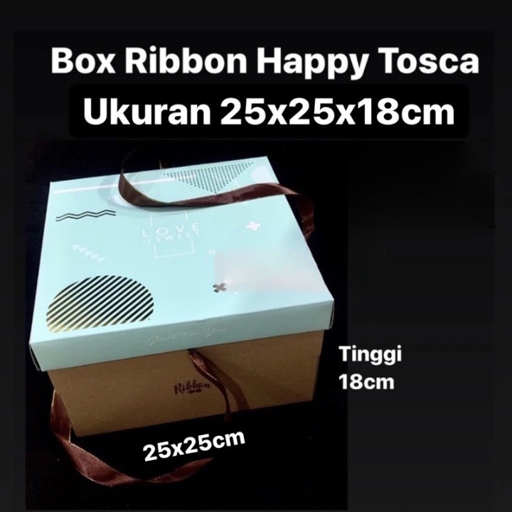 

Box Ribbon Happy Tosca Dus Hampers Ukuran 25x25x18cm